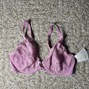 Auden Women's Unlined Balconette Coverage Underwire Bra Lace Pink/Purple 36D NWT